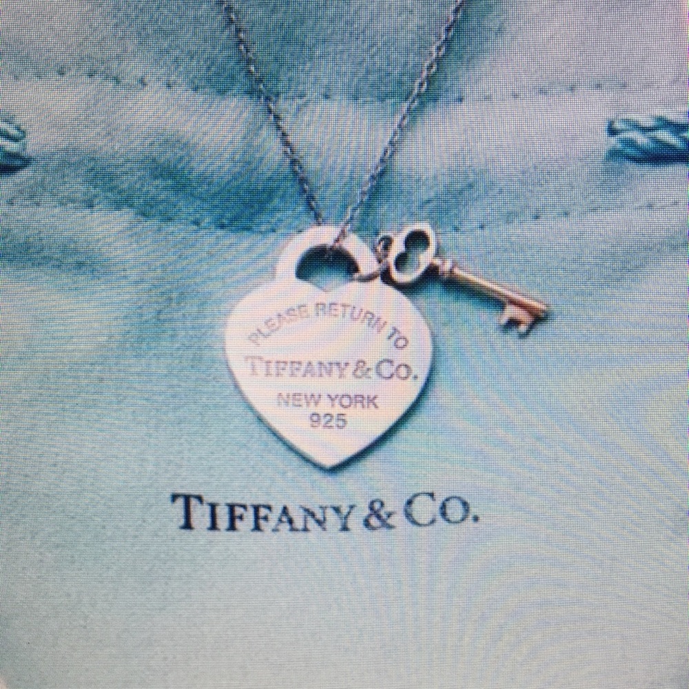Tiffany & Co Silver Heart Key Pendant Necklace